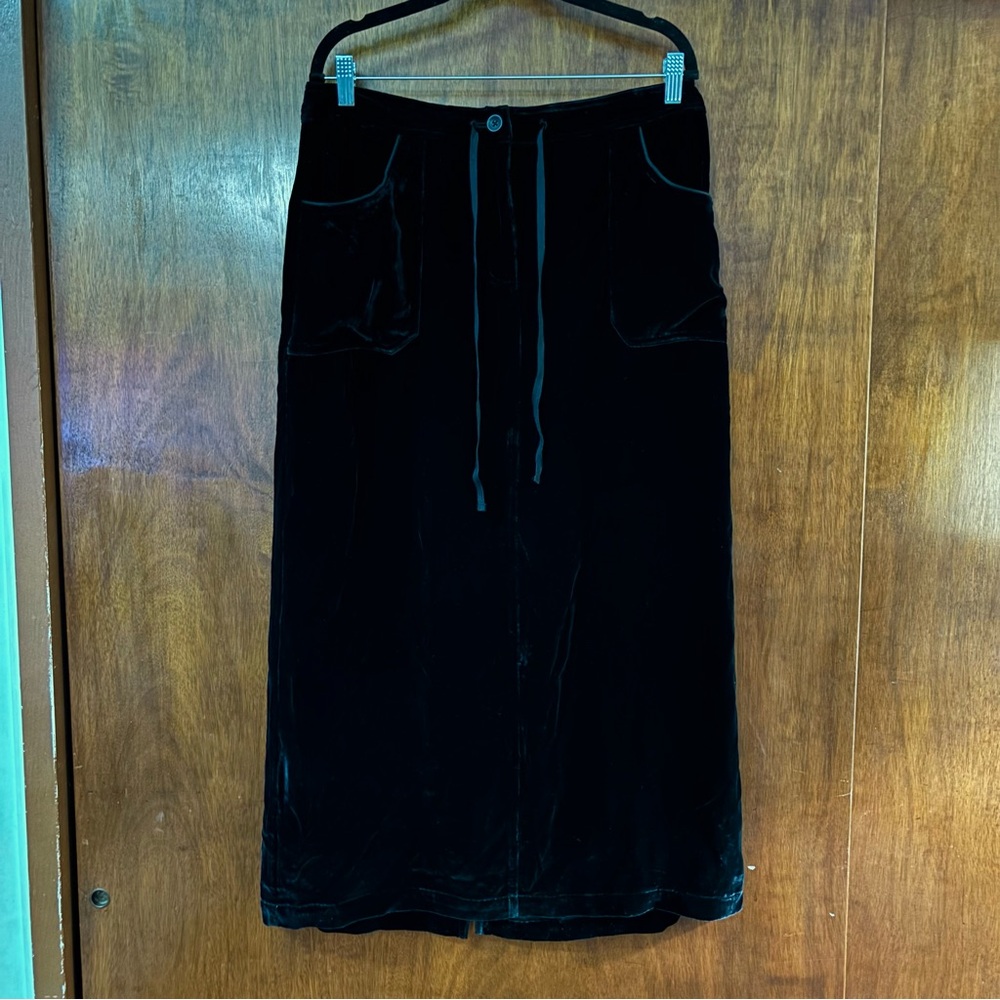 Eddie Bauer Velour Maxi Skirt with Drawstring Pockets size 12